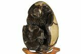Septarian Dragon Egg Geode - Black Crystals #158344-3